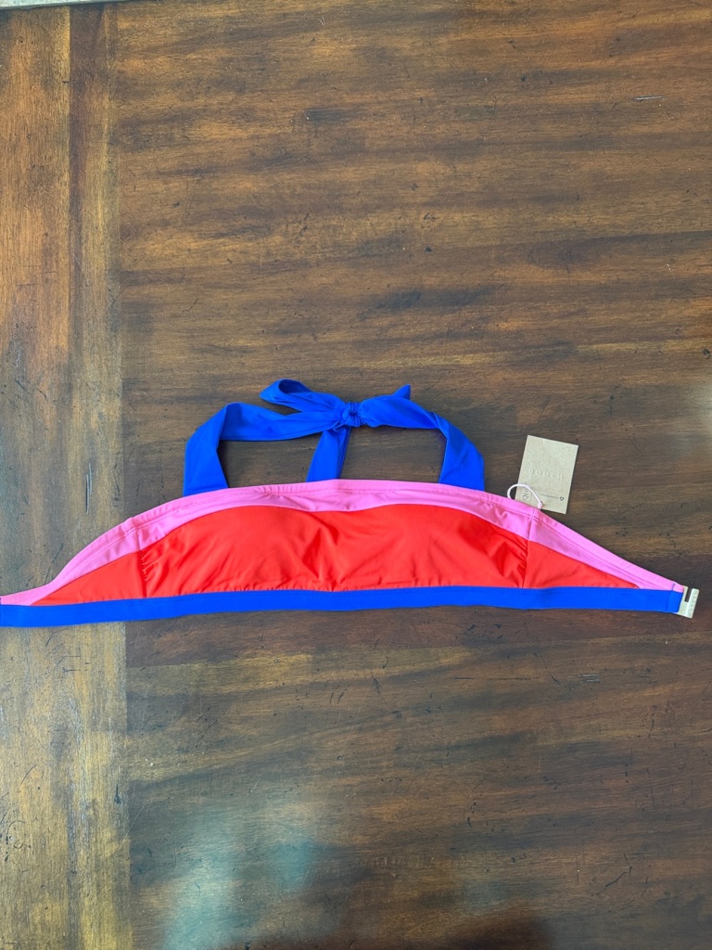Boden Colorblock Halter Swim Top - Red/Pink/Blue